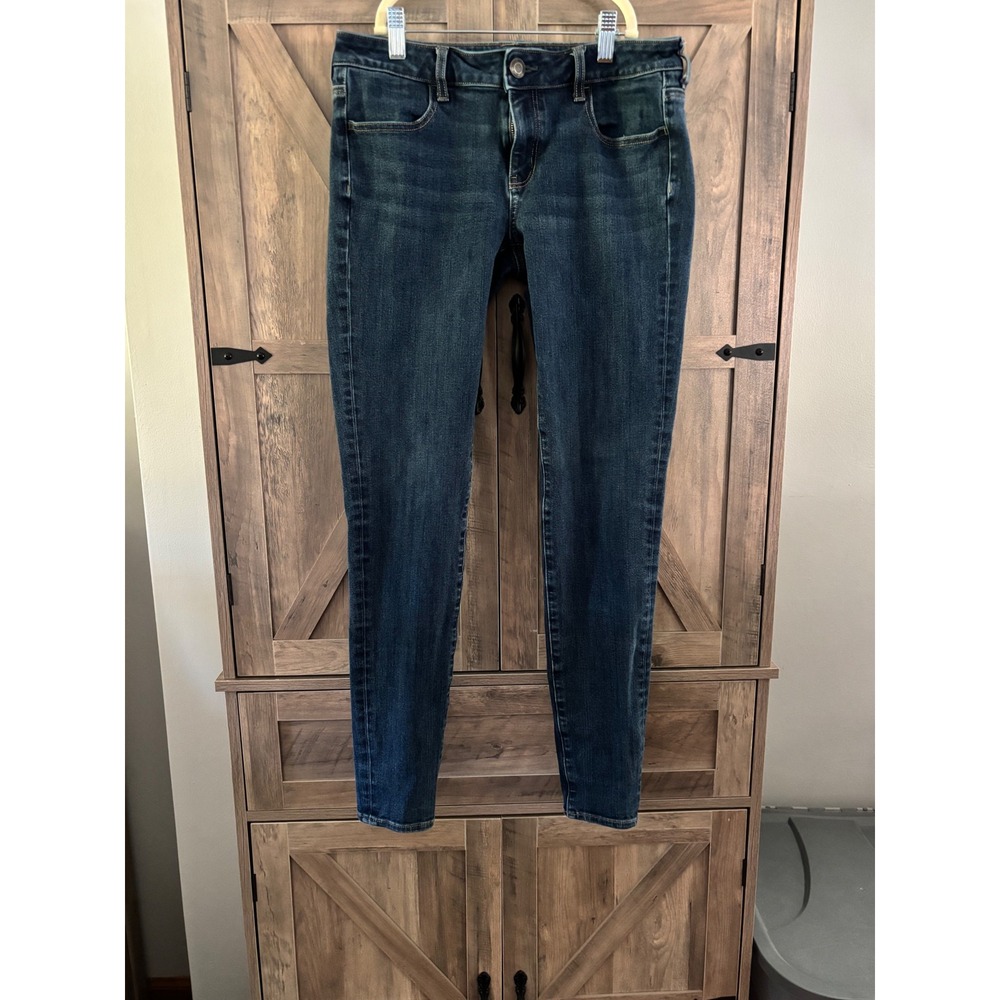 American Eagle Super Stretch X4 Jeggings Dark Wash Skinny Jeans Womens 8 Long